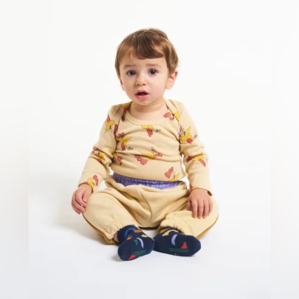 Bobo Choses Mr O'Clock Organic Cotton Rooster Baby Bodysuit Beige 6 to 12 months